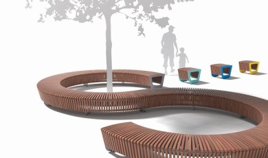 Arredo urbano. Landscape compact, park bench, LPC, design: David Karasek