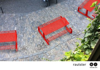 Arredo urbano panca tavolo Rautster rosso